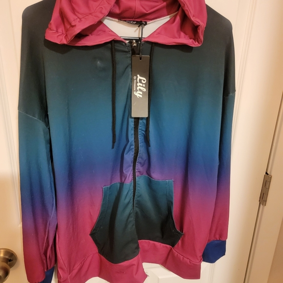 lily by firmiana Jackets & Blazers - NWT WOMENS Lily  by firmiana hooded activewear ombre jacket sz XL.